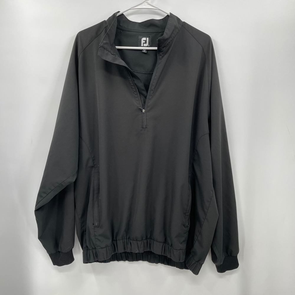 FootJoy FJ Golf Pullover‎ Jacket Black 1/4 Zip Mens Size Large Lightweight
